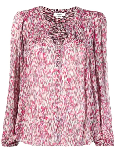 Isabel Marant Étoile Isabel Marant Etoile Daytonea Georgette Blouse In Raspberry Ecru