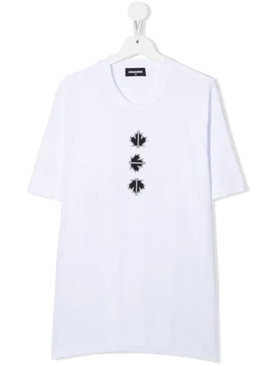 Dsquared2 Teen Maple Leaf-print T-shirt In White