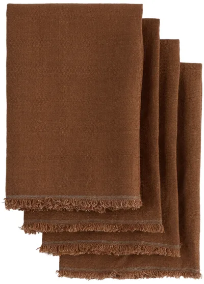 Departo Brown Linen Napkin Set In Tobacco