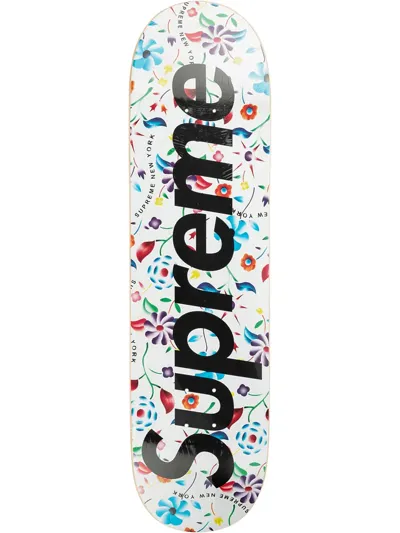 Supreme Air Brushed Floral Skateboard In White