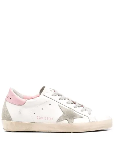 Golden Goose Superstar Distressed Lace-up Trainers In White