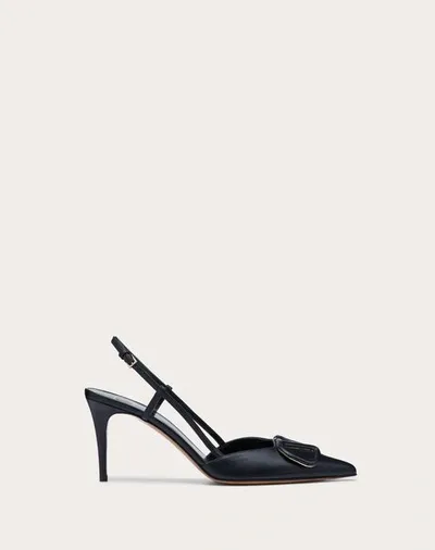 Valentino Garavani V-logo 80 Satin Slingback Pumps In Black