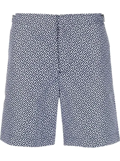 Orlebar Brown Geometric Print Swim Shorts In Blue