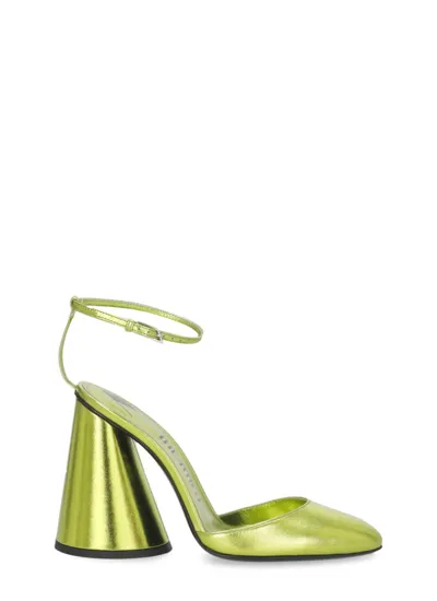 Attico Luz Metallic 120mm Leather Pumps In Green