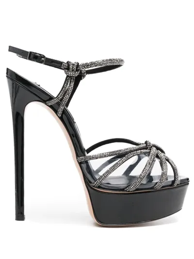 Casadei Flora C+c 160mm Sandals In Ematite And Black