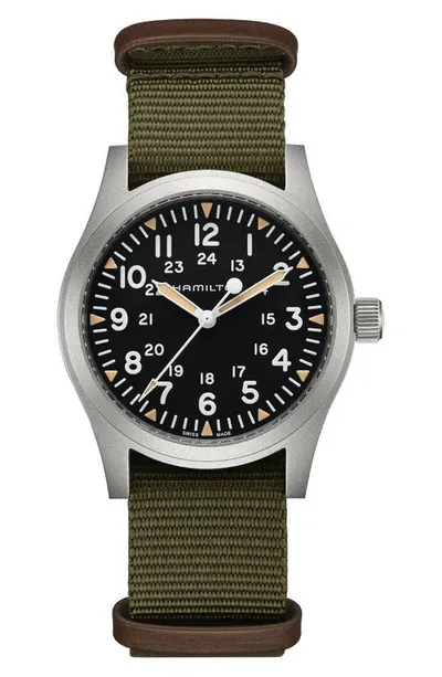 Hamilton Khaki Field Mechanical Nato Strap Watch, 42mm In Green/khaki