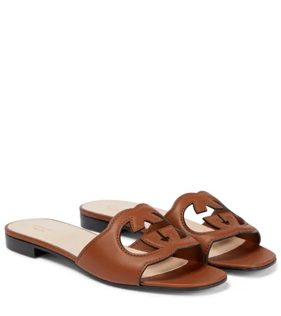 Gucci Interlocking G Cutout Leather Sandal In Cuir