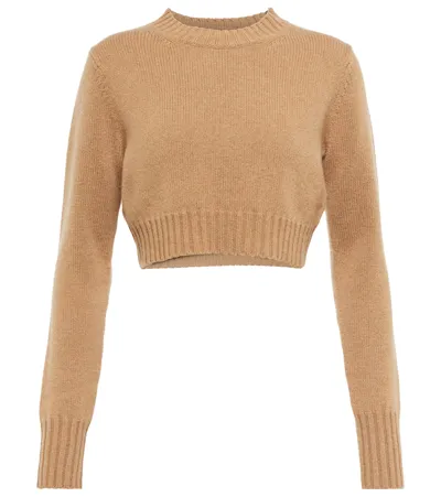 Max Mara Pullover Cropped Eureka In Cashmere In Nude & Neutrals