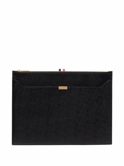 Thom Browne Medium Zipped Clutch In Schwarz