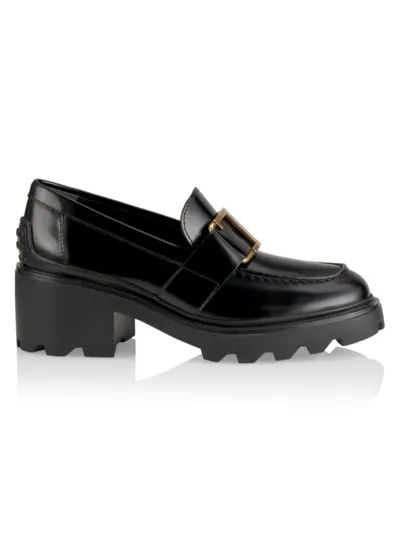 Tod's Gomma Carro Leather Lug-sole Loafers In Nero