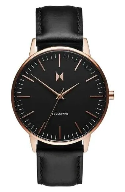 Mvmt Boulevard Leather Strap Watch, 38mm In Black