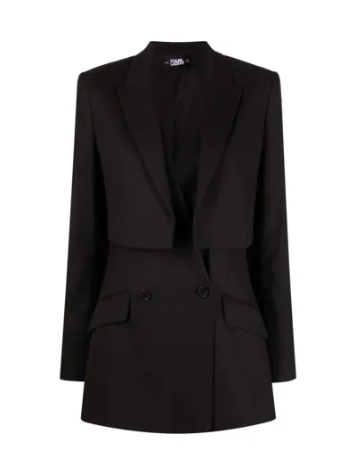 Karl Lagerfeld Transformer Layered Blazer In Black