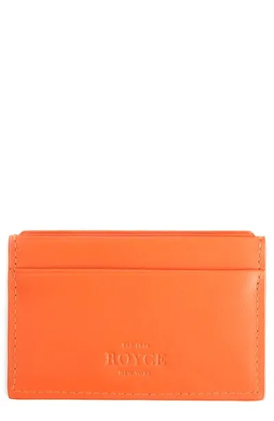 Royce New York Leather Rfid-blocking Executive Slim Credit Card Case In Orange