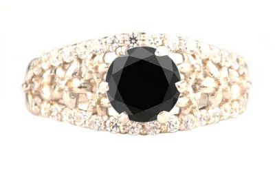 Pre-owned Jewels Central 1,87kt Natürlicher Schwarz Und Weiss Diamant Damen Ring In Feinste 585er Weissgold