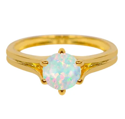 Pre-owned Jewels Central 585er Gold / 1,00kt Runden Form Aa Natürliche Australisch Volles Feuer Opal Ring