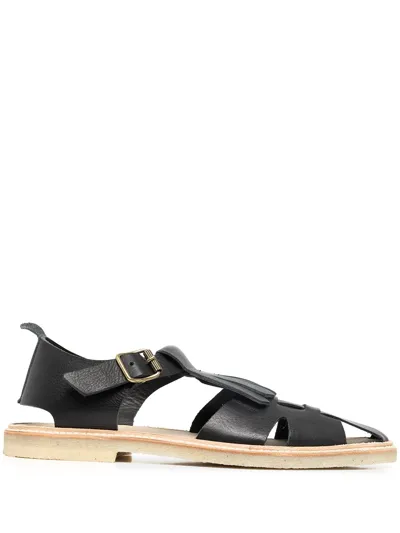 Henrik Vibskov Fringe-trim Caged Sandals In Black