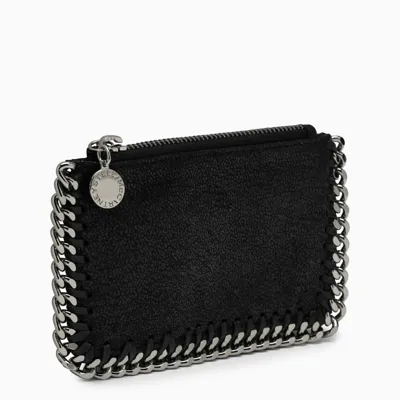 Stella Mccartney Black/silver Falabella Zip Credit Card Holder