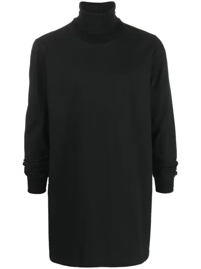 Rick Owens Surf Black Roll-neck Cotton Sweatshirt