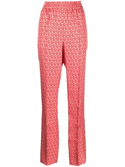 Ferragamo High-waisted Trousers In Red