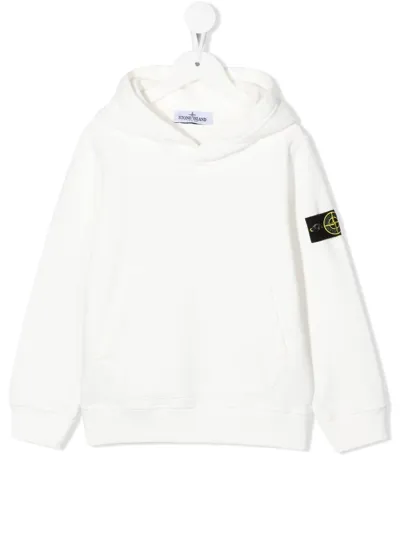 Stone Island Junior Kids' Compass-logo Hoodie In White