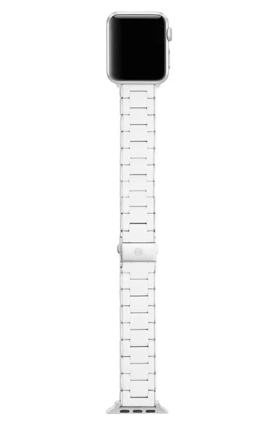 Michele Silicone 20mm Apple Watch® Watchband In Silver/white