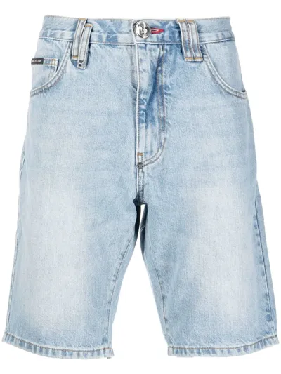 Philipp Plein Knee-length Denim Shorts In Blue