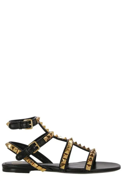 Valentino Garavani Rockstud Open Toe Sandals In Black