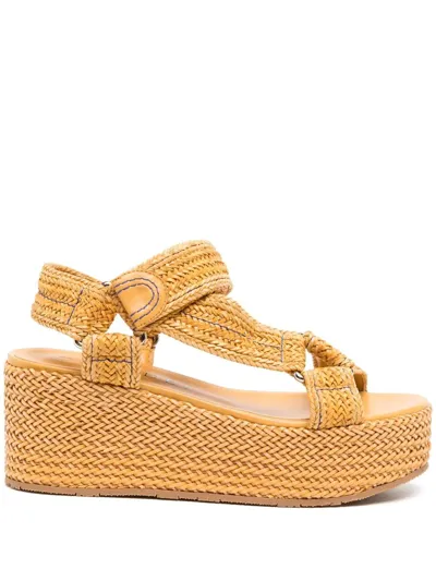 Casadei Woven Platform Sandals In Yellow