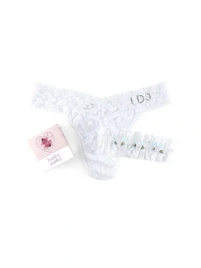 Hanky Panky I Do Original Rise Thong & Garter Box Set In White