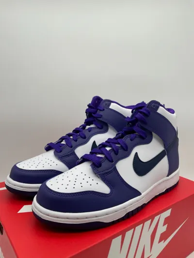 Pre-owned Nike Dunk High (gs) Court Purple Navy White 38,5 38 37,5 Lila Weiss Blau Neu