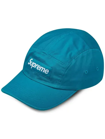 Supreme Washed Chino Twill Camp Cap In Blau