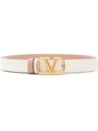 Valentino Garavani Vlogo Signature Reversible Belt In Light Ivory