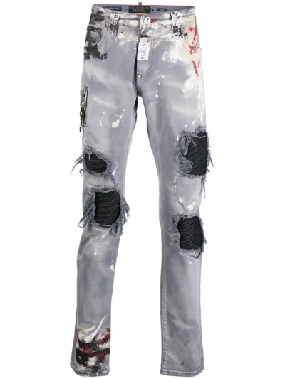 Philipp Plein Rock Star Denim Jeans In Grey