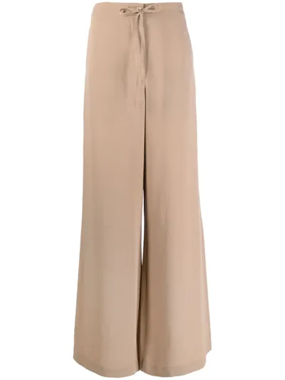 Rochas Wide-leg Drawstring Trousers In Braun