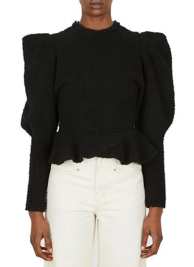 Isabel Marant Giamili Puff Sleeved Top In Black