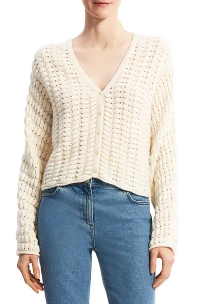 Theory Hanelee Wool And Cashmere Quilted Cream Colored Cardigan Woman In Ivory