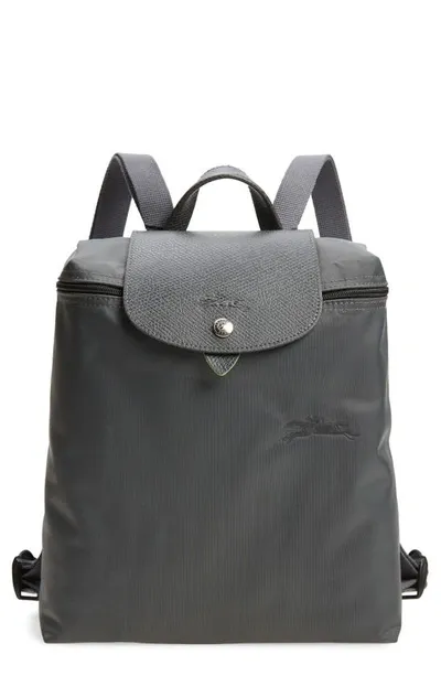 Longchamp Mini Le Pliage Green Recycled Canvas Backpack In Graphite