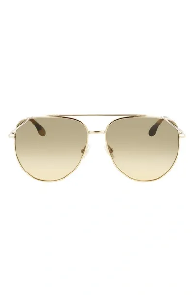 Victoria Beckham 61mm Aviator Sunglasses In Goldhaki