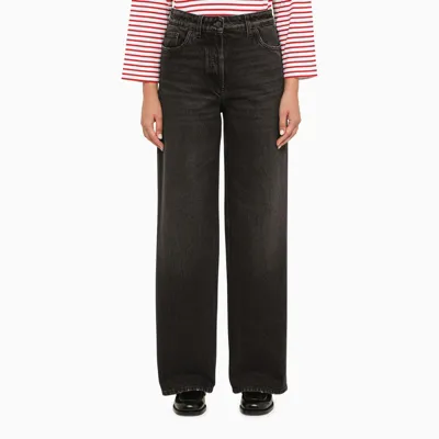 Prada Black Palazzo Jeans With Triangle Logo