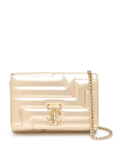 Jimmy Choo Metallic-effect Quilted Clutch Bag In Gold