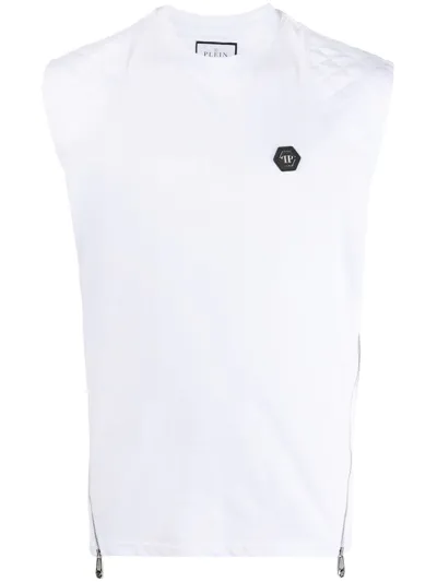 Philipp Plein Tank Top With Pp Hexagon Logo In Weiss