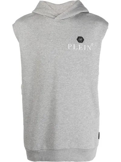 Philipp Plein Hexagon Sleeveless Hoodie In Grau