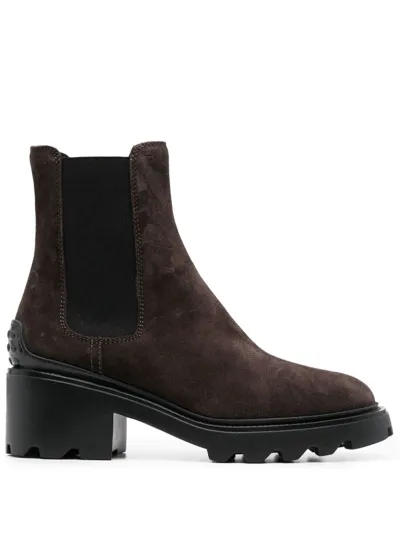 Tod's Womens Brown Ankle Boots In Dark Brown