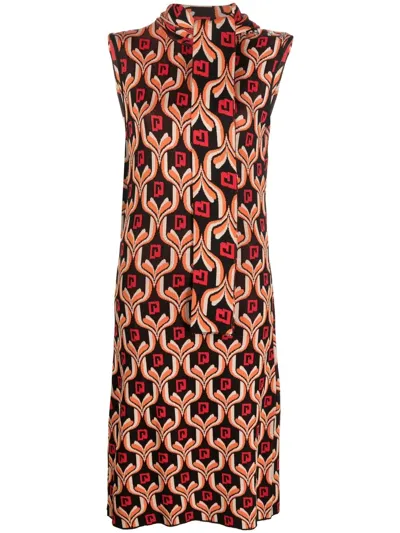 Rabanne Patterned Sleeveless Midi Dress In Schwarz