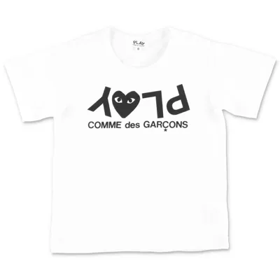 Comme Des Garçons Kids' Logo Print T-shirt In White