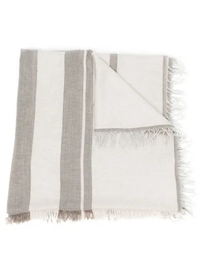 Fabiana Filippi Striped Frayed-hem Scarf In Neutrals