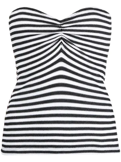 Stella Jean Striped Strapless Top In Black