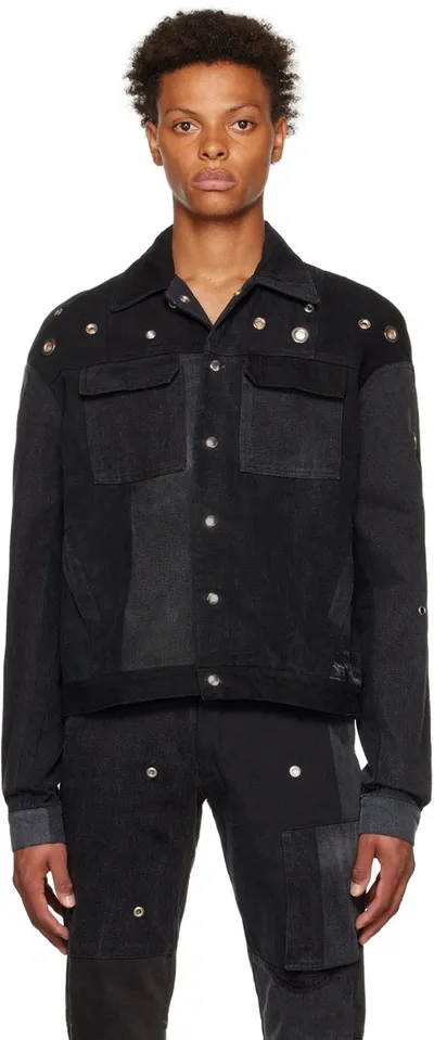 Spencer Badu Black Upcycled Denim Jacket