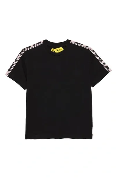 Off-white Kids' Logo Tape Short-sleeved Cotton T-shirt 4-10 Years In Black