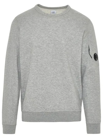 C.p. Company Logo-plaque Sweatshirt In Grey Stone Melange